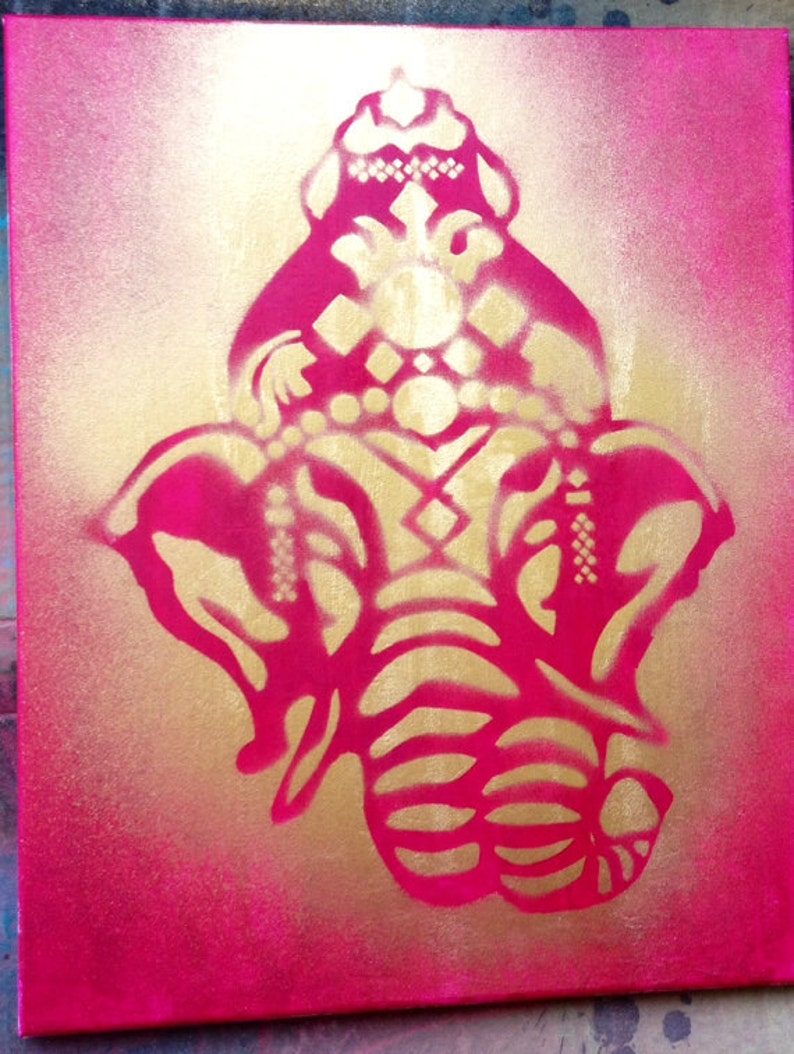 Beautiful golden Ganesha elephant painting image 3