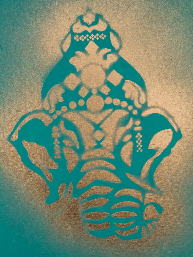 Beautiful golden Ganesha elephant painting image 4