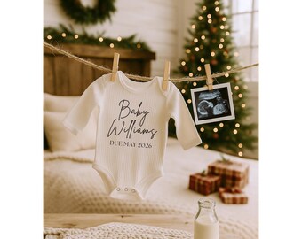 Christmas Baby Announcement | Farmhouse Pregnancy Reveal (Canva Template)
