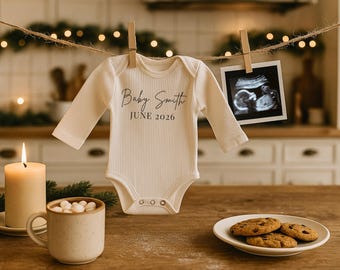 Winter Pregnancy Announcement | Holiday Baby Reveal, Editable Canva Template (Digital Download)