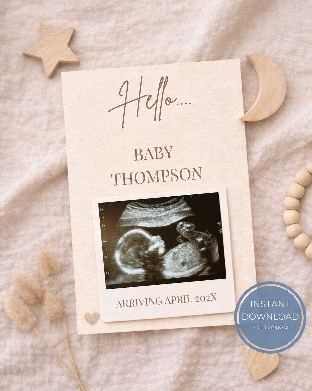 Editable Hello Baby Pregnancy Announcement | Ultrasound Reveal (digital ...