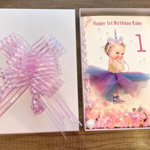 A4 grote gepersonaliseerde babymeisje verjaardagskaart elke gelegenheid schattige eenhoorn babymeisje kaart unieke 3D rok luxe kaart