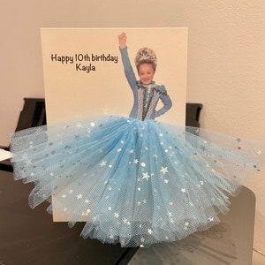 A5 fait à la main sur mesure personnalisé fille 3d en robe carte d'anniversaire n'importe quelle carte d'occasion utiliser votre propre carte photo tulle tutu jupe unique mignon