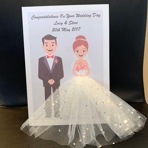 A5 carte de félicitations de mariage personnalisée pour les mariés 3d jupe tutu unique