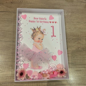 A4 大型パーソナライズ女の子の誕生日カード、あらゆる機会に使えるかわいい女の子のカード、ユニークな 3D スカートの高級カード、プリンセスの 1 回目の 2 回目の誕生日