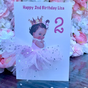 A5 A4 personnalisé 3d carte premier anniversaire bébé fille tout âge 1er 2e tutu jupe carte princesse carte unique rose girlie
