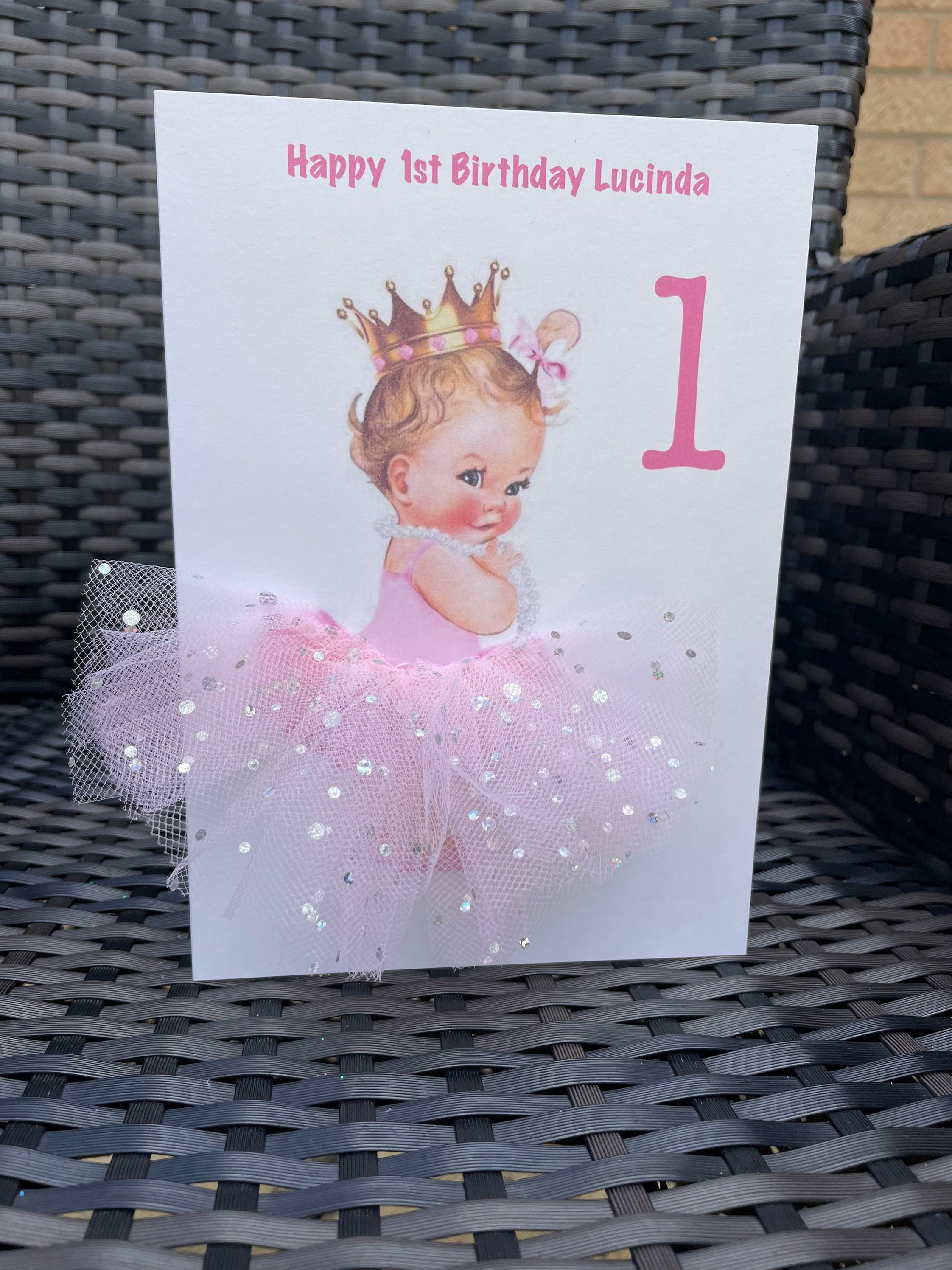 A5 A4 large personalised 3d first baby girl birthday card any age 1st 2nd tutu skirt card unique large card