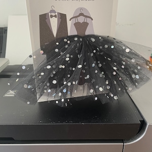 A5 A4 grande carte de félicitations de mariage personnalisée pour les mariés 3d tutu jupe robe mignonne robe de mariée noire unique