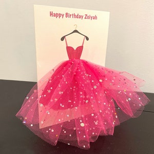 A5 nouvelle carte d'anniversaire 3d personnalisée faite main tutu toute occasion carte carte unique tulle rose girlie