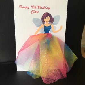 A5 Carte d’anniversaire personnalisée fée princesse faite à la main, carte de fête des mères, carte de remerciement, carte bonne chance, jupe tutu en tulle