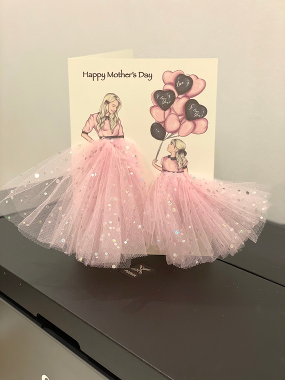 A5 Personalised Mothers Day Card Cute 3d Tutu Skirt Mother Daughter Card Pink Unique Handmade Etsy UK