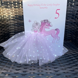 A5 A4 grande fille personnalisée faite main avec carte d'anniversaire licorne carte unique 3d jupe tutu jolie carte de luxe rose bébé
