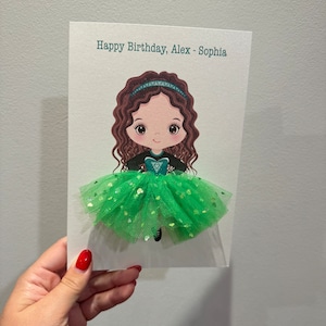 A5 A4 grand anniversaire 3d personnalisé fait main danseuse irlandaise fille carte d'anniversaire tutu jupe robe spéciale fille soeur amie fille