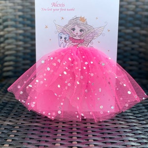 A5 personnalisé 3d fée des dents carte de voeux unique mignon 3d tutu jupe girlie unique robe rose tutu