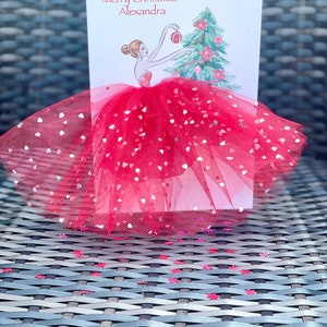 A5 A4 fait à la main personnalisé fille en robe carte de Noël carte unique tutu jupe 3d carte rouge robe mignonne