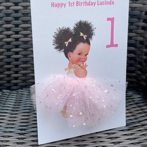 A5 A4 grande carte personnalisée 3D pour le premier anniversaire d'une petite fille tout âge 1er 2e carte mignonne carte de jupe tutu jupe rose unique