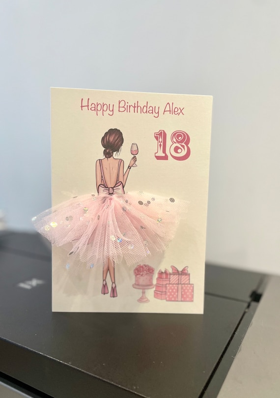 5th Birthday Card For Girls, Ballet Dancer In Pink Tutu Dress Design - View #6