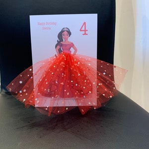 A5 A4 carte d'anniversaire personnalisée Elena princesse jupe tutu 3d tulle carte unique pour toutes les occasions