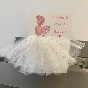 A5 A4 personnalisée future mariée carte mariage félicitations carte 3d tutu jupe robe mignonne unique mariée en robe blanche jupe petite fille