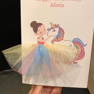 A5 licorne personnalisée ballerine carte d’anniversaire bonne chance carte merci félicitations 3d tulle tutu jupe fête inviter noël
