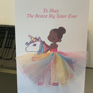 A5 nouvelle carte d'anniversaire ballerine licorne personnalisée faite à la main toute occasion carte invitations d'anniversaire peau foncée tutu jupe noël