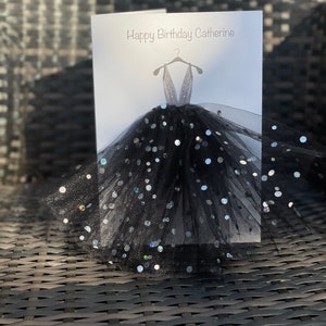 A5 A4 personalised 3d dress birthday card any occasion card tutu skirt get well good luck card black skirt glitter mother’s day sympathy