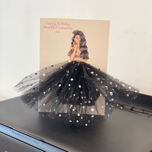 Carte d'anniversaire personnalisée faite main pour petite fille 18 21 30 40 ans, carte toute occasion jolie fille femme tutu robe de Noël