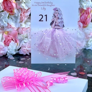 A4 grande luxo personalizado cartão de aniversário 3d qualquer ocasião cartão menina em um vestido tutu saia cartão exclusivo cartão bonito em uma caixa