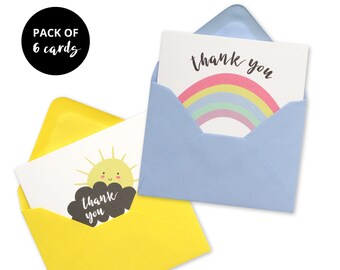 Mini Rainbow Card Pack x6 - Sunshine & Rainbows Thank You