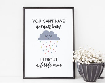 Rainbow Rain Quote - Rainbow Wall Art - Inspirational Quote Art