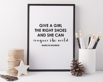 Marilyn Monroe Shoes Quote Art Printable - A4 Shoe Art Print - Shoe Quote