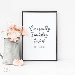 Champagne Dom Perignon Quote Art Print - Champagne lover art print - Champagne Quote Print (US)