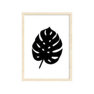 Botanical Print - Foliage Monstera Palm Wall Art- Plant Black Wall Art Print