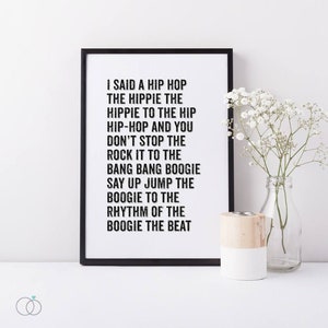 Hip Hop Lyrics Printable Art - The Sugarhill Gang Lyric Print - 80&#39;s Music Art print