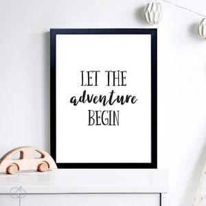 Adventure Begin Wall Art - Nursery Quote Print - Nursery Art - Adventure Children&#39;s Print
