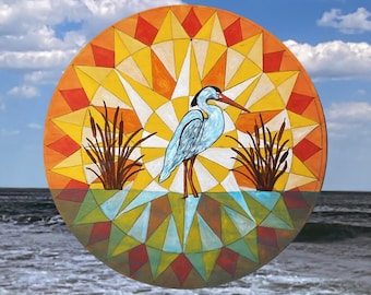 PA Dutch Fraktur Heron Hex