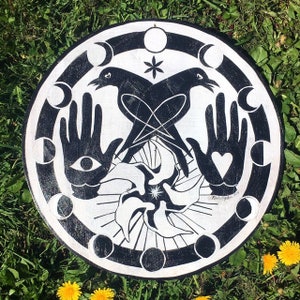 Original design Crow, Datura and Hands painted prayer