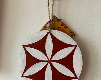 Folk spirit Fraktur inspired rosette ornament or talisman