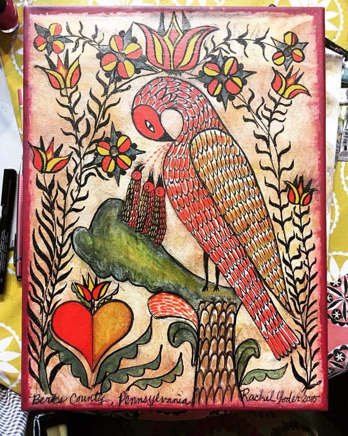 PA Dutch Fraktur Painting - Etsy