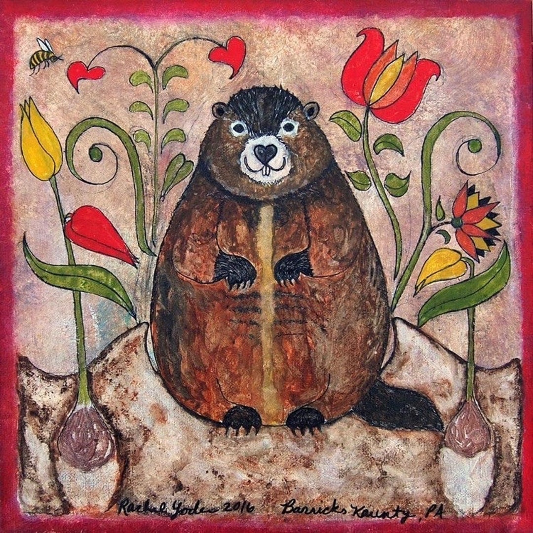 PA Dutch Fraktur Grundsau Groundhog Painting - Etsy