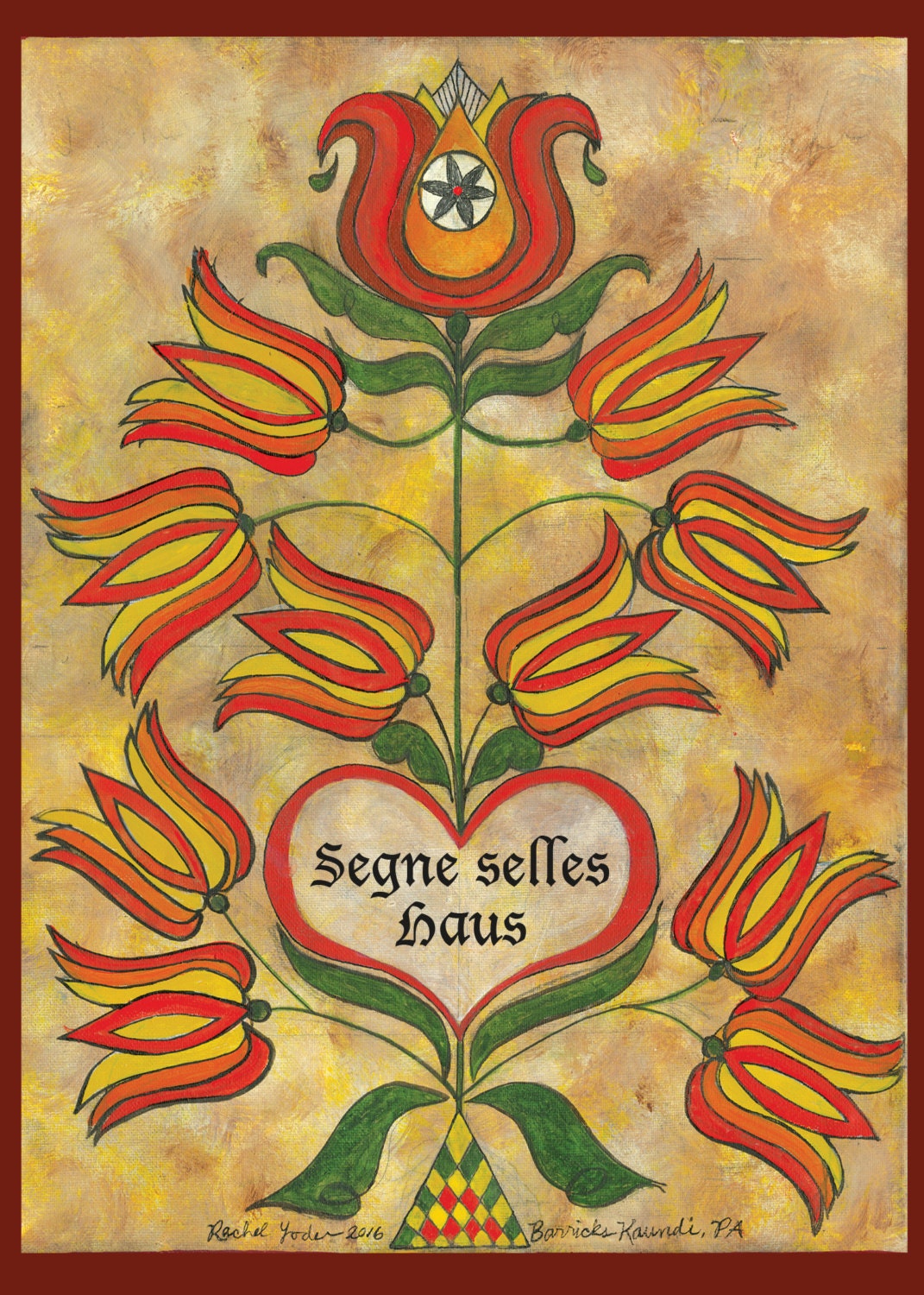 PA Dutch Fraktur Painting Customizable for Birth or Marriage