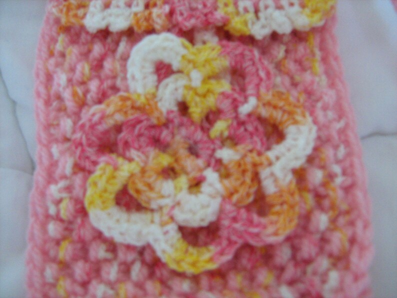 Pink Knit and Crochet Cell Phone Case, Eyeglasses Case, with Neck, Shoulder, or Cross Body Strap. Gift for Her image 4