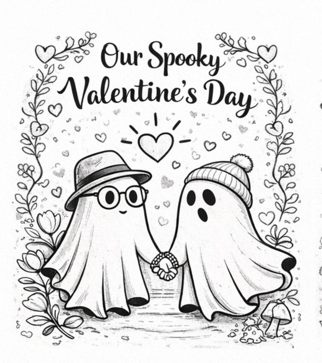 Spooky Ghost Valentines Coloring Book - Couples Story (printable PDF - Etsy