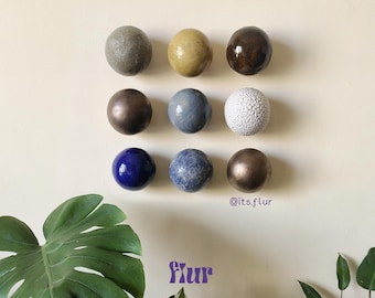 WAVES Ceramic Orb Set - Handmade Stoneware Clay Sphere Wall Art