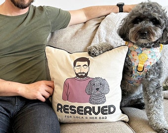 Personalised  Dog Dad Cushion with dog on,  Dog Lover Gift for him, Personalised Homeware, Dog breed cushion, Cockapoo dad, fathers day gift