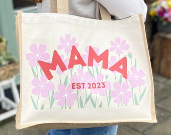 Borsa in iuta personalizzata per la festa della mamma, regalo per lei, regalo di compleanno per la nonna, regalo di compleanno per la mamma, regalo personalizzato per la nuova mamma, futura mamma