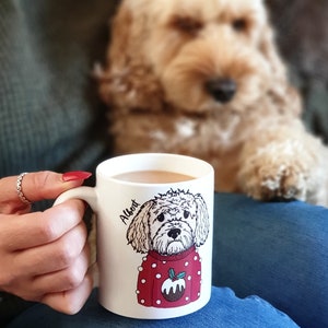 Personlised Christmas mug, Christmas Dog Mug, Dog illustration mug, christmas dog jumper mug, dog lover mug, stocking filler, secret santa image 1
