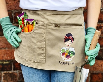 Personalised Veggie Lady Gardening Apron, Personalized Gardening apron for her,