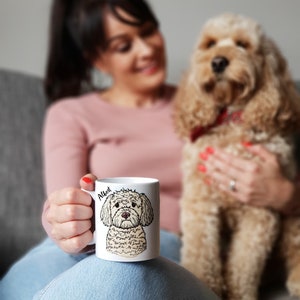 Personalised dog mug, personalised dog illustration, mug with dog on, Dog Mum gift, stocking filler gift, gift for dog mum, cockerpoo image 1