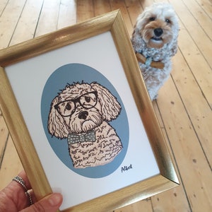 Personalised Pet Cameo Illustration Print, Personalized Pet Illustration, Custom Dog Portrait Print, Bespoke Pet Print, Dog lover gift